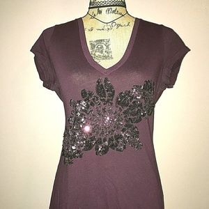 Express Top T Shirt Sequins Vacation Cruise Casual